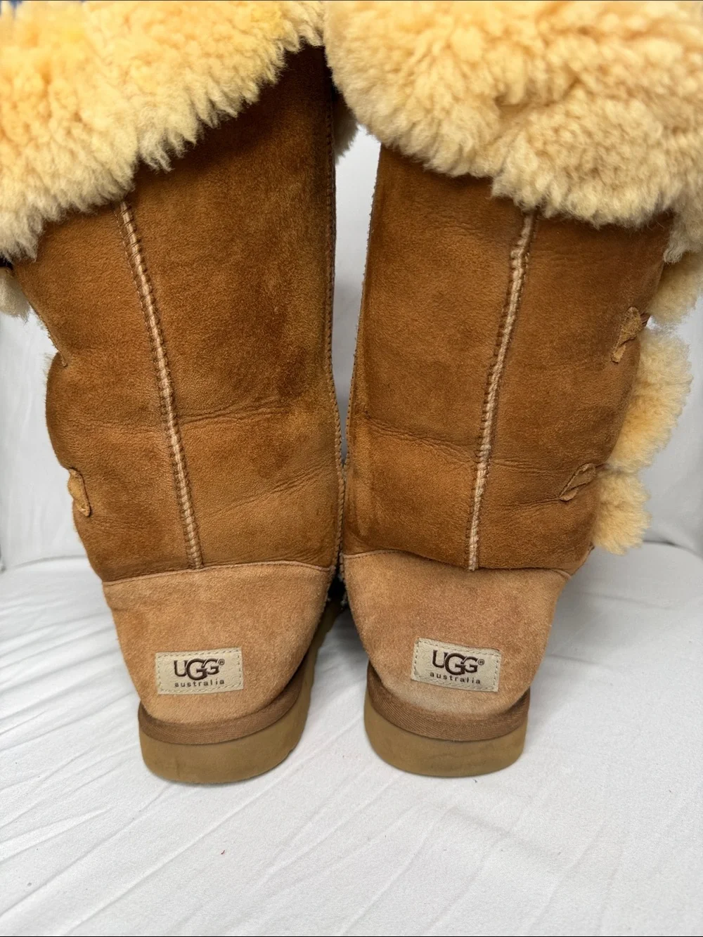 UGG Women's Button-Detail Shearling Suede Boots - Chestnut